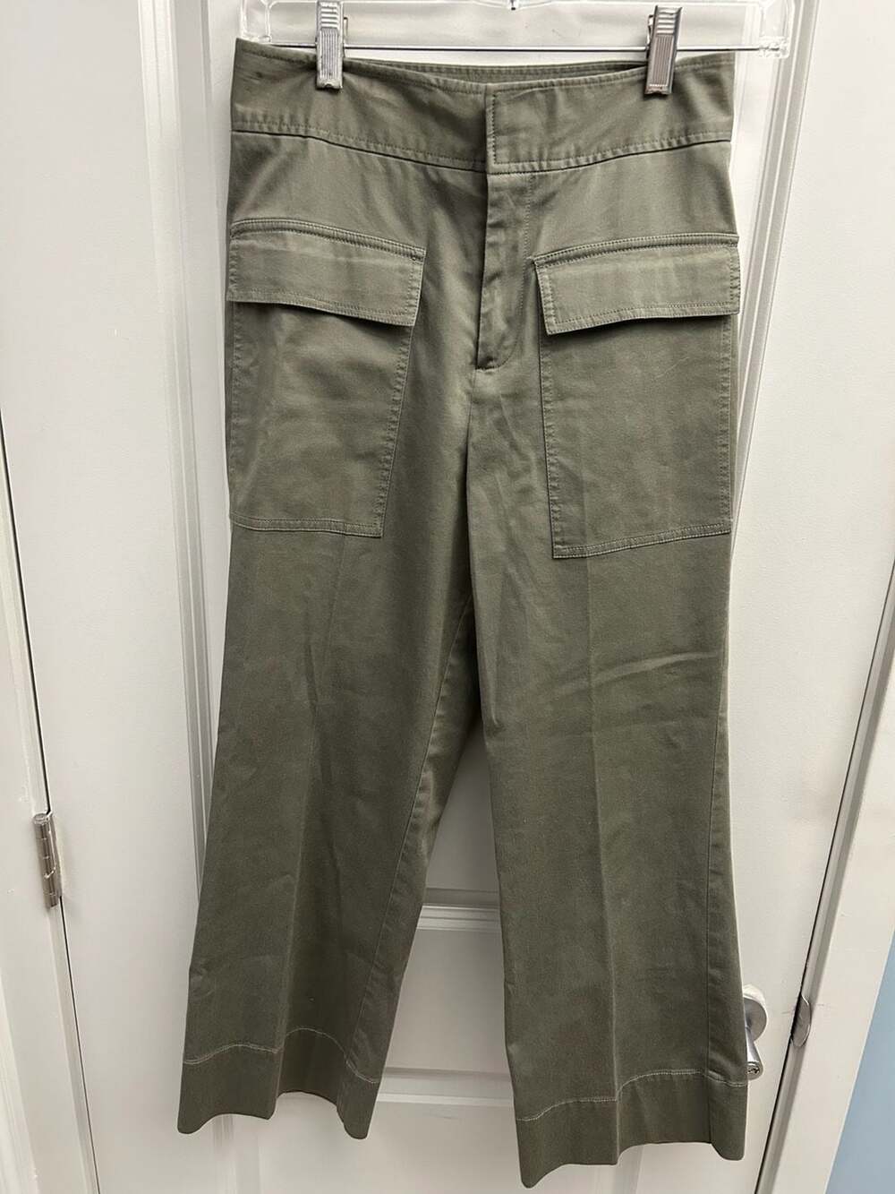 ATM Anthony Thomas Melillo High Rise Wide Leg Utility Cargo Pants Olive Green